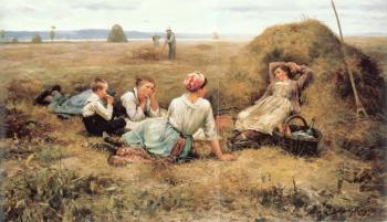 Daniel Ridgway Knight : The Harvesters Resting detail